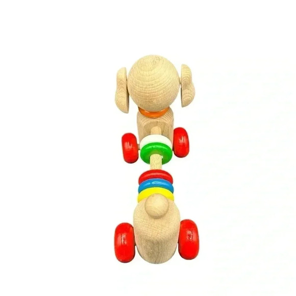 WOODEN ABACUS DOGGIE PUSH TOY TOXIC FREE PAINT HANDMADE LEARNING COUNTING TOOL - Picture 7 of 13